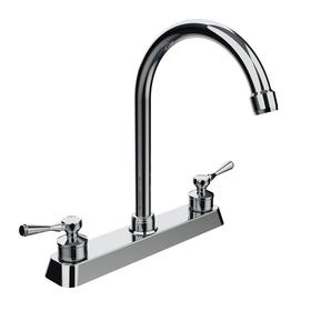 8' TWO HANDLE KITCHEN FAUCET  BRASS BODY, ZINC COVER AND HANDLE,SS GOOSE SPOUT,METAL LOCKING NUT, BRASS 1/4 TURN CARTRIDGE, CHROME PLATE F8284A